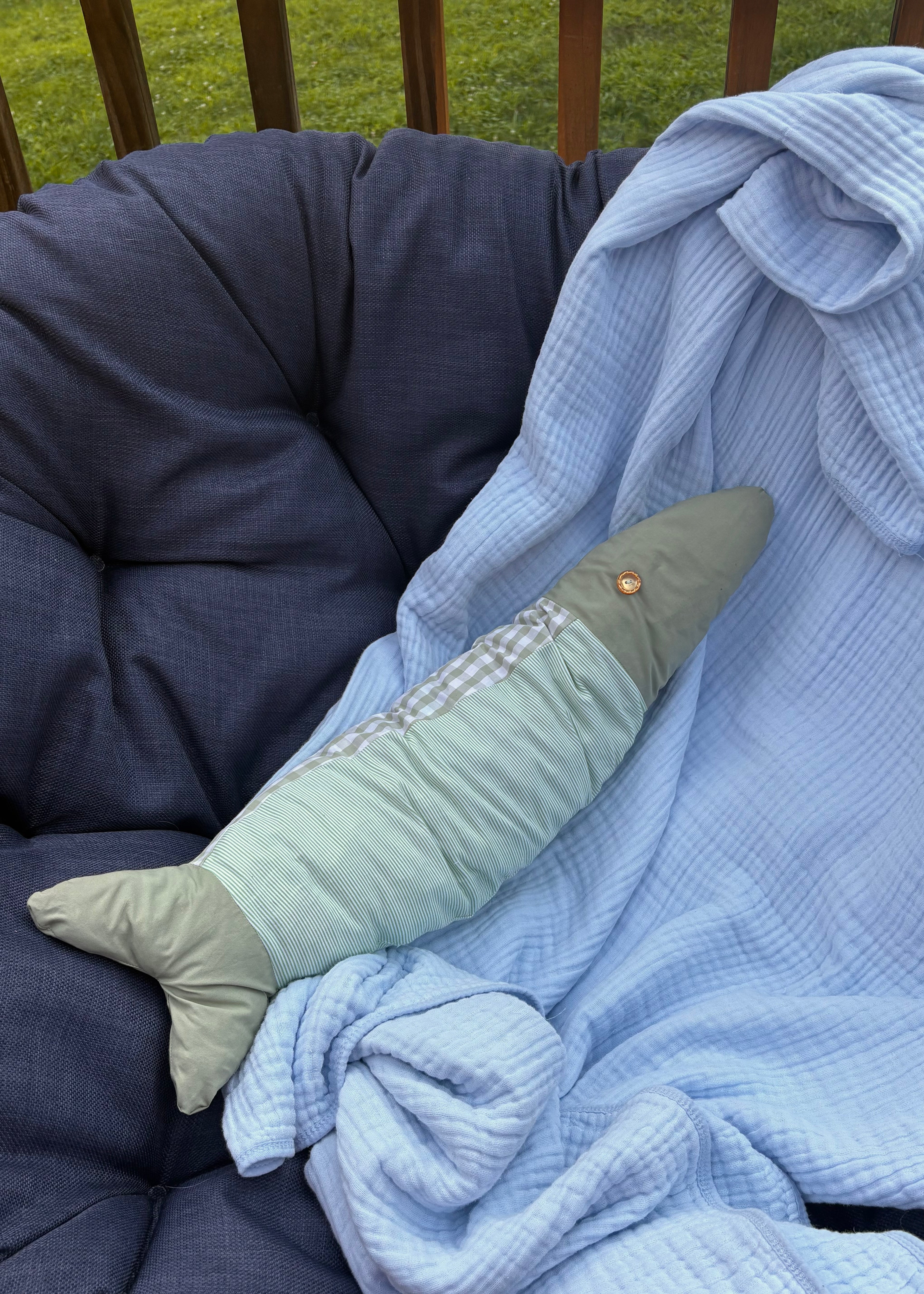 scrappy fish pillow